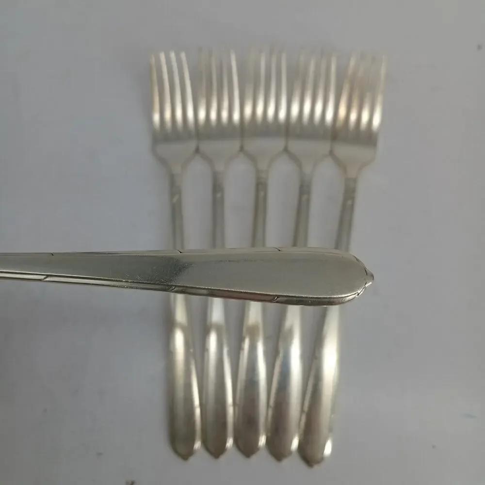 6X DF Oneida Community BERKLEY SQUARE Silverplate Dinner Forks Flatware